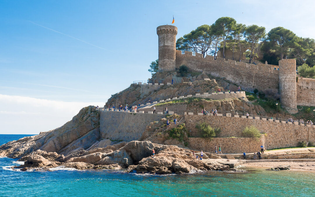 View of the Castle in Tossa de Mar next to the Mediterranean Sea