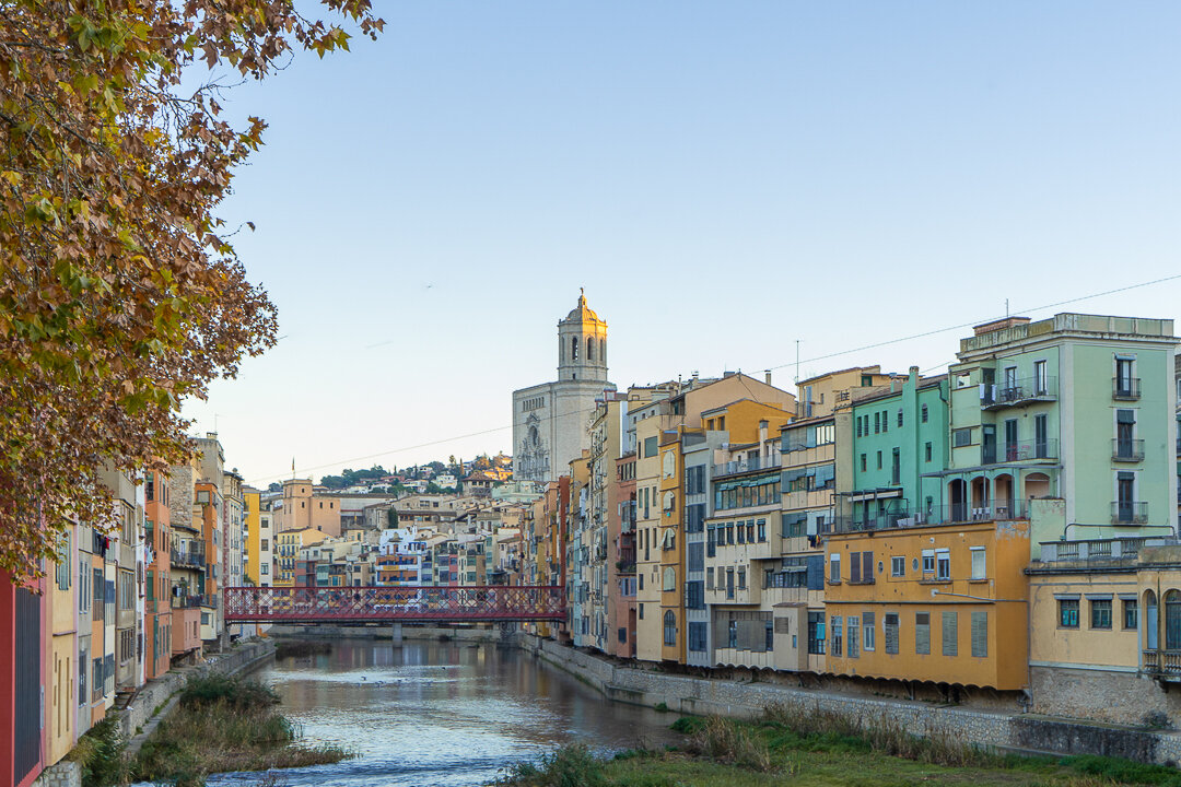 View of Colorful Houses at the river Onyar in Girona
