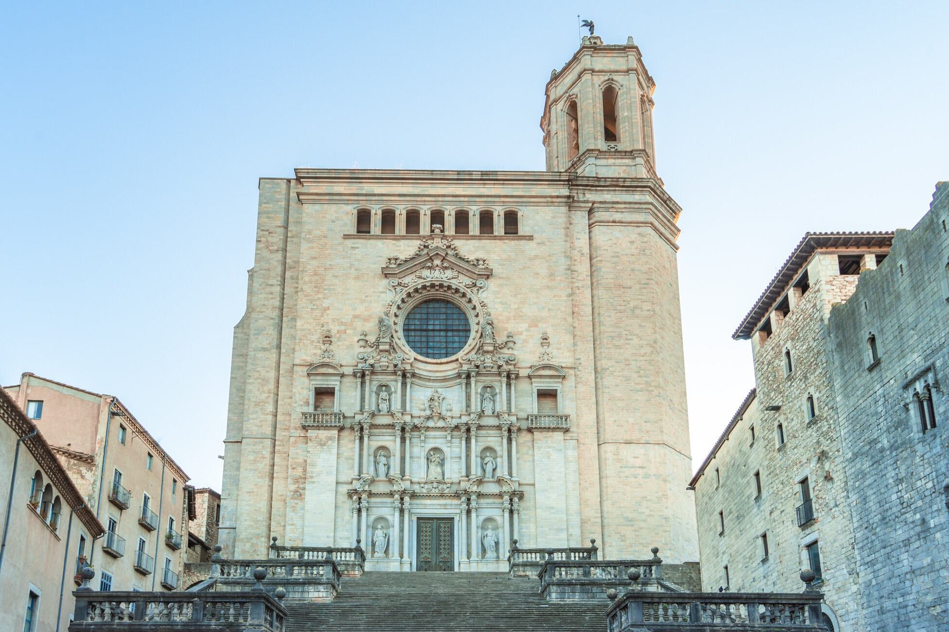 Front view of Girona Cathedral