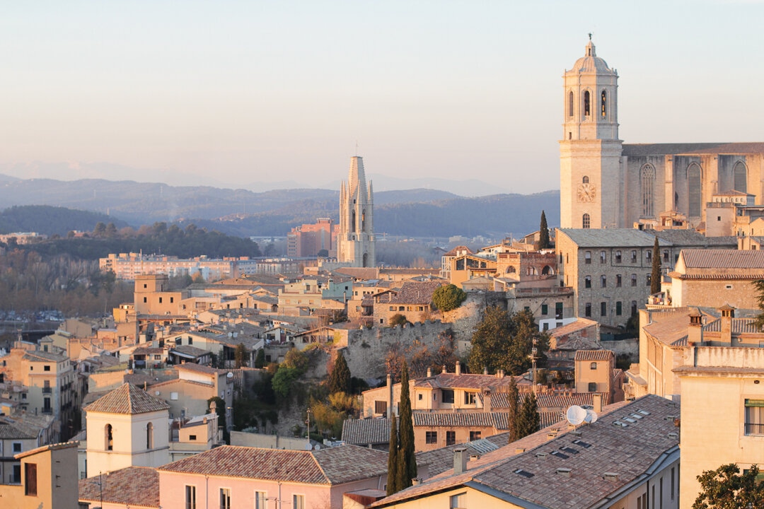 Panoramic view of the old town of Girona