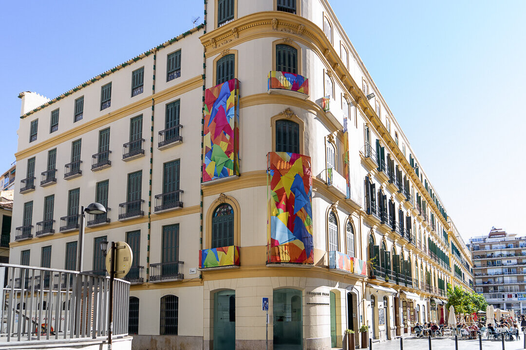 Huge white building in Malaga, birthplace of famous artist Pablo Picasso