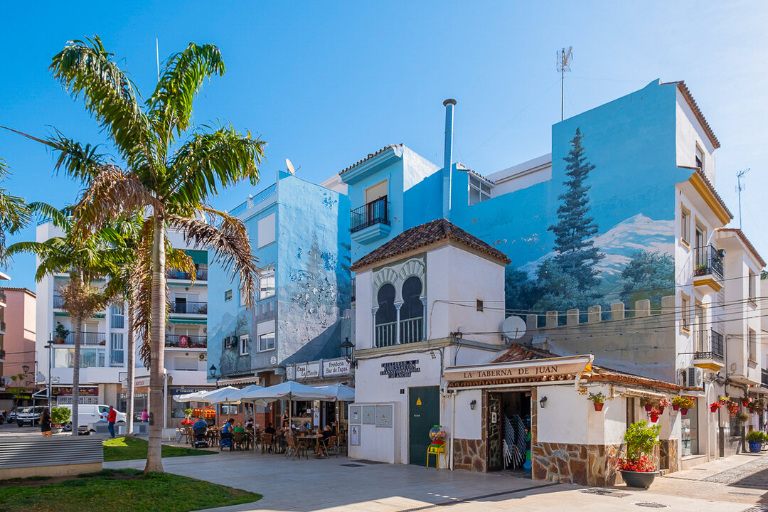 One of many artistic murals in the coastal town of Estepona, Costa del Sol, Andalusia, Spain.