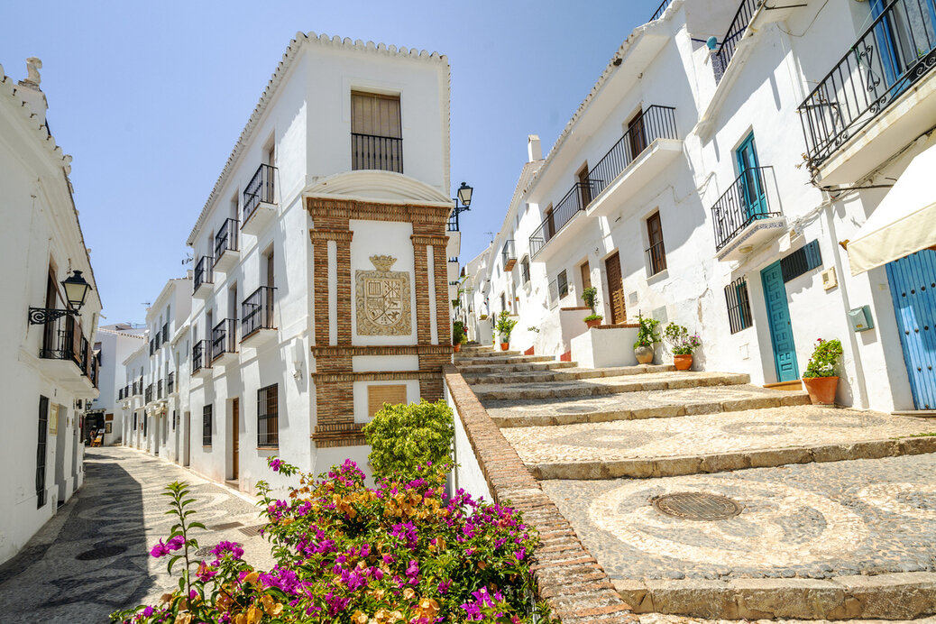 Picturesque white village of Frigiliana located in the region of Malaga, Costa del Sol, Andalusia, Spain