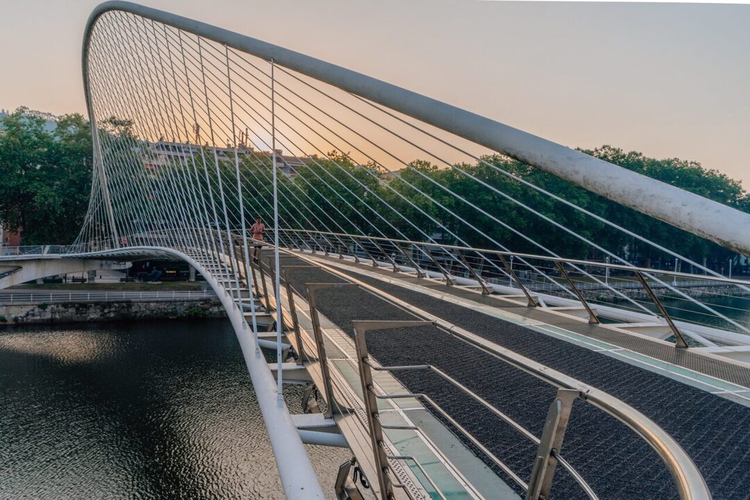 best-things-to-do-and-see-in-bilbao-zubizuri-bridge Zubizuri Bridge in Bilbao.,The Basque Country, Spain